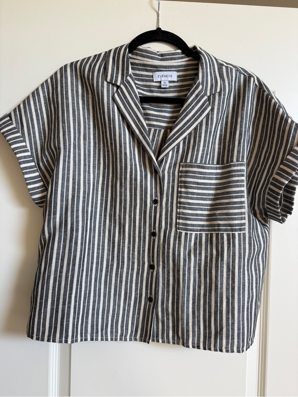 Evereve Black and White Striped Button-Down Shirt